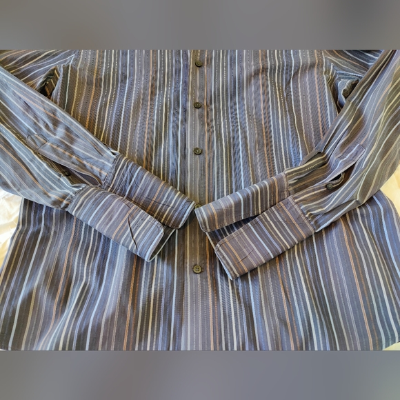 Express Design Studio striped 💙 men's button down dress shirt 🔘 (Large) 👔 - Picture 6 of 15